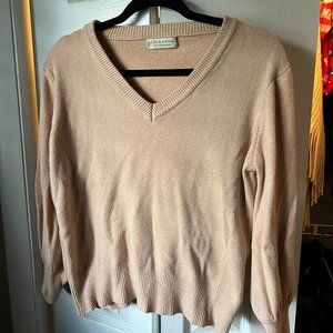 Beige Balloon Sleeve Knit Sweater
